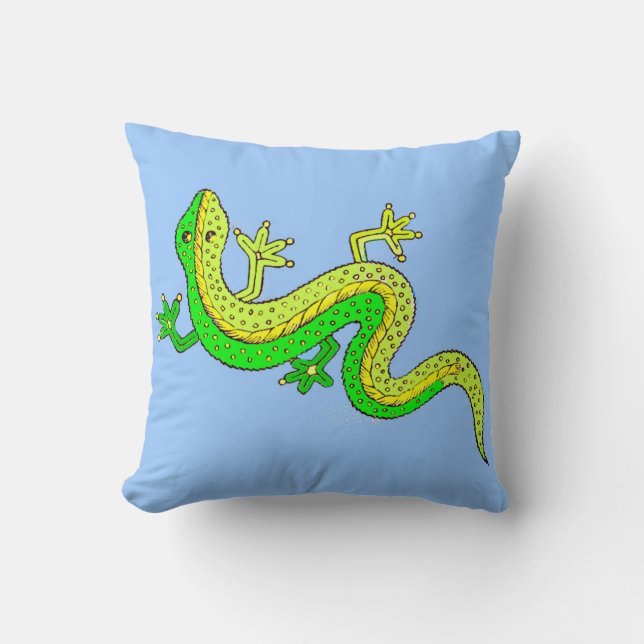 little green lizard throw pillow (Front)