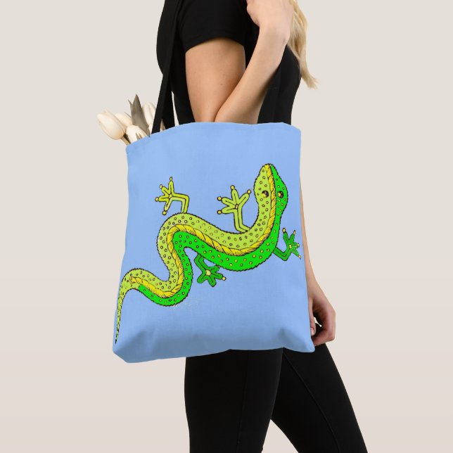 little green lizard tote bag (Close Up)