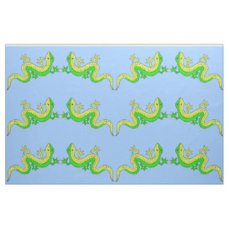 little green lizards print fabric