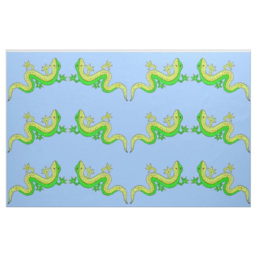little green lizards print fabric