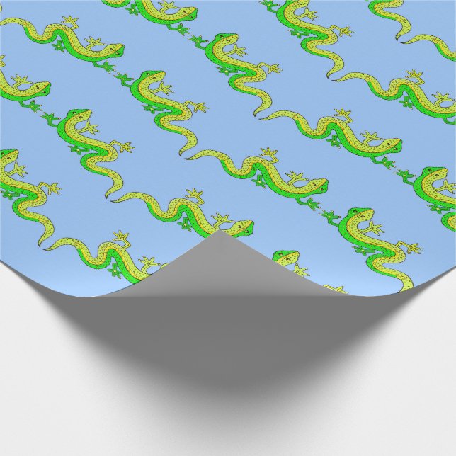 little green lizards print wrapping paper (Corner)