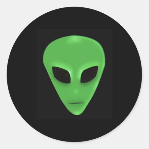 Little Green Man Alien Face Classic Round Sticker