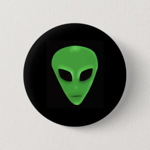 Little Green Man Alien Face Pinback Button