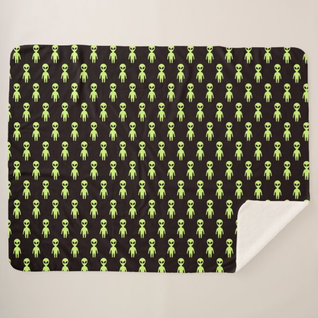 Little Green Men Alien Adult  Sherpa Blanket (Front (Horizontal))