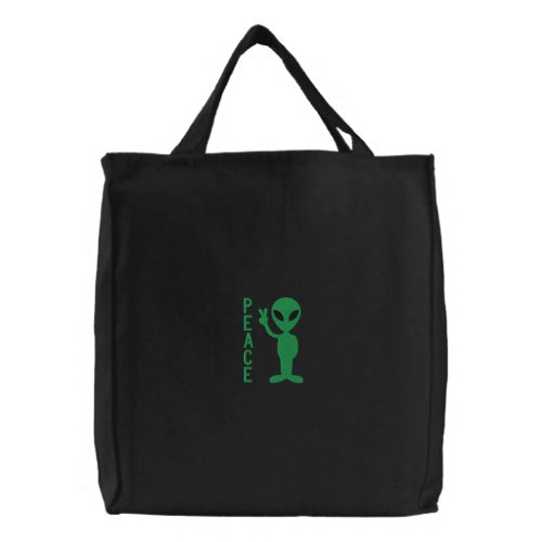 Little Green Men Embroidered Bag