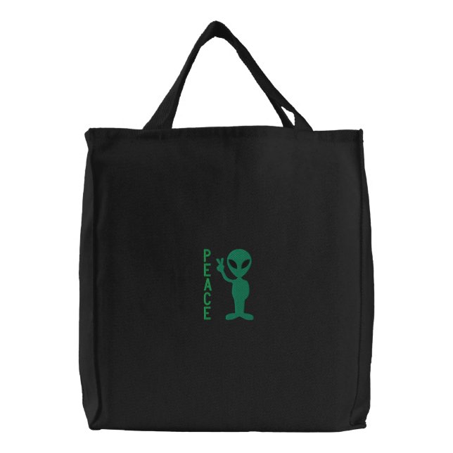 Little Green Men Embroidered Bag (Front)