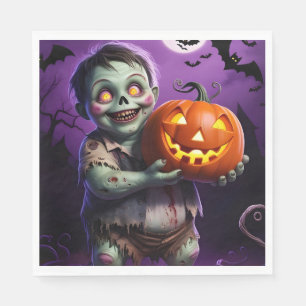 Little Green Monster & Pumpkin Friend  Napkins