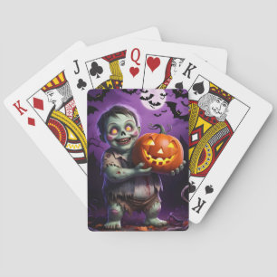 Little Green Monster & Pumpkin Friend Poker Cards