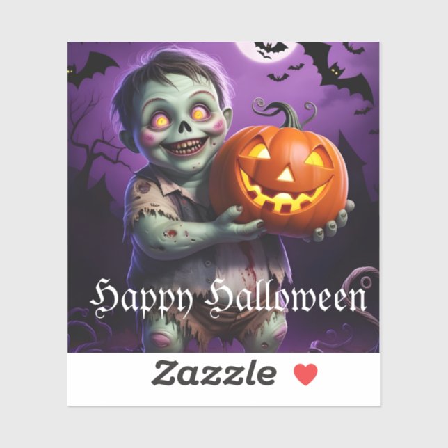 Little Green Monster & Pumpkin Friend  Sticker (Sheet)