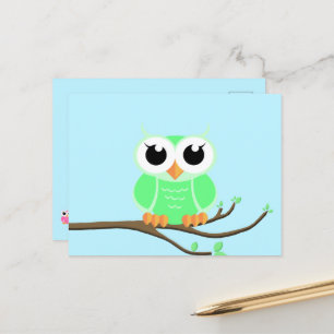 Little Green Owl - Blank Postcard