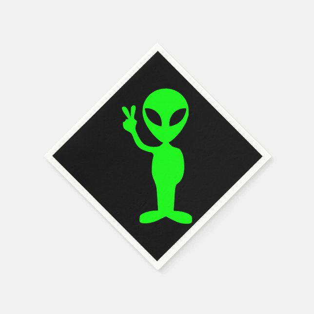 Little Green Peaceful Alien Napkins (Corner)
