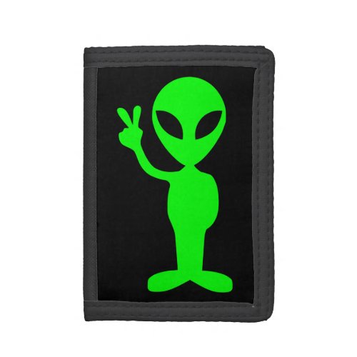Little Green Peaceful Alien Trifold Wallet