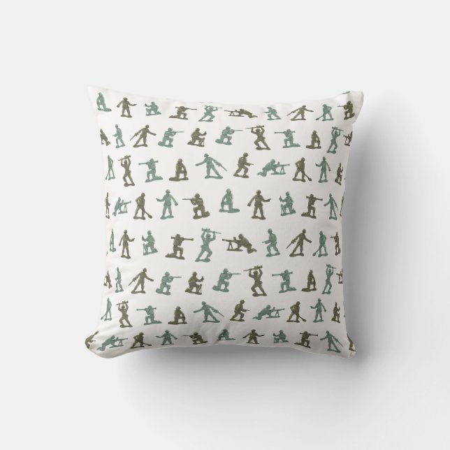 Little Green Plastic Army Soldier Retro Kids Print Throw Pillow (Front)