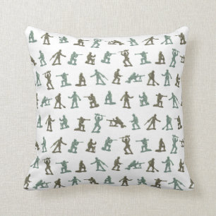 Little Green Plastic Army Soldier Retro Kids Print Throw Pillow