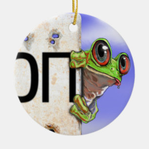 Little Green Tree Frog Ceramic Ornament