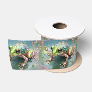 Little Green Tree Frog Fractal Art, Satin Ribbon