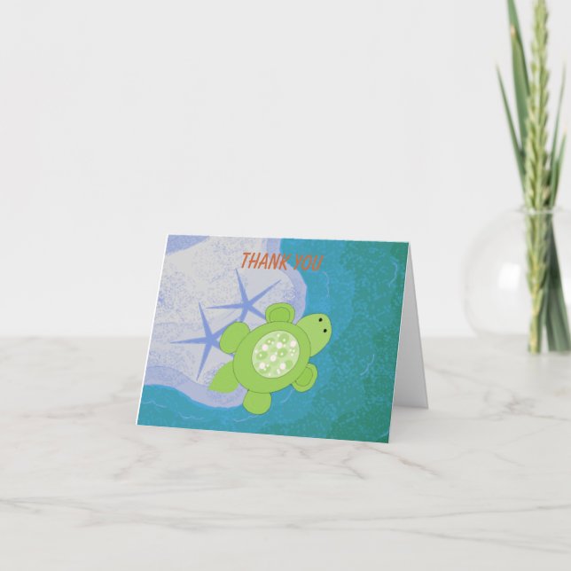 Little Green Turtle Thank You Card (Front)