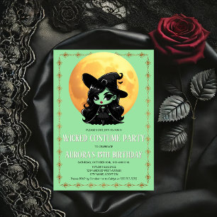 Little Green Witch Wicked Costume Party Invitation