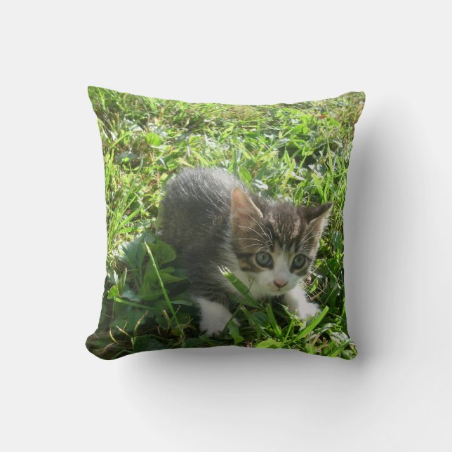 Little Grey Boy Throw Pillow (Front)
