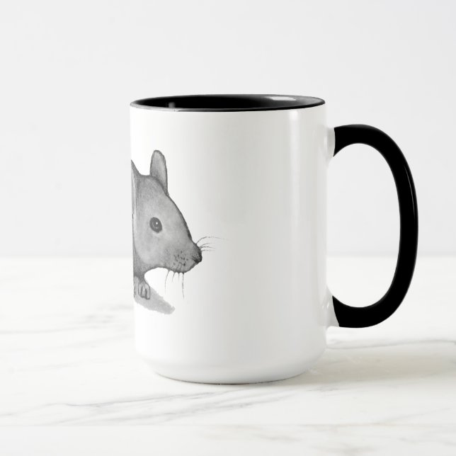 Little Grey Mouse In Pencil: Realism Art Mug (Right)