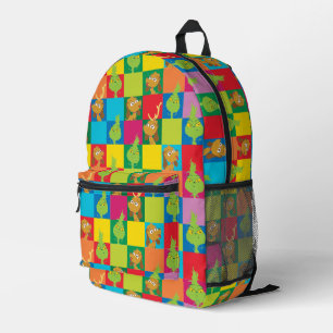 Little Grinch Colorful Color Block Pattern Printed Backpack