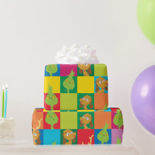 Little Grinch Colorful Color Block Pattern Wrapping Paper