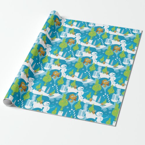 Little Grinch  Merry Grinchmas Teal Pattern Wrapping Paper