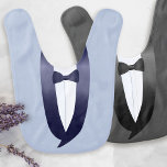 Little Groomsman Ring Bearer Tuxedo Wedding Baby Bib<br><div class="desc">A double sided bib which could be your "something blue" for your little one. On one side - a pale blue tux jacket - and on the other - more a traditional black wedding jacket. Suitable for every day special events (like your cooking!)</div>
