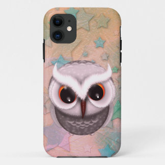 Little Grumpy Horned Owl Illustration iPhone 11 Case