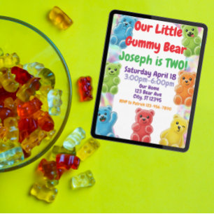 Little Gummy Bear Birthday  Invitation