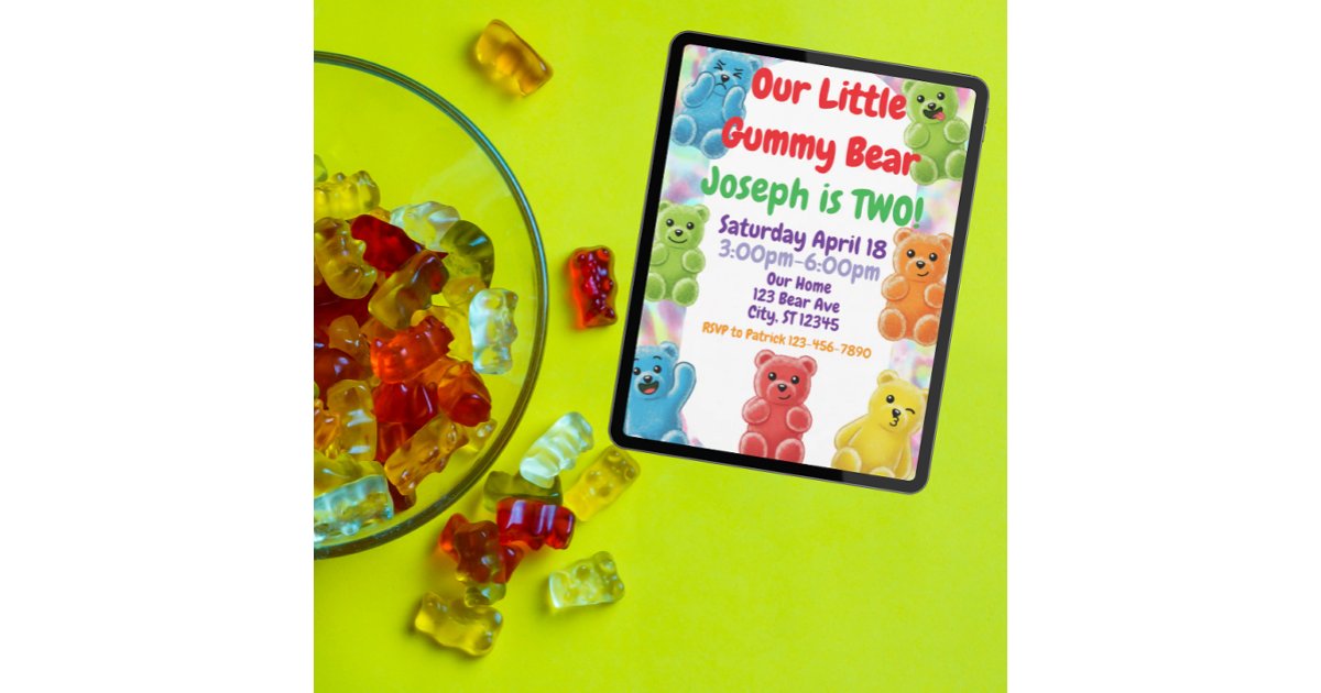 Little Gummy Bear Birthday Invitation | Zazzle