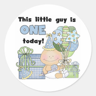 Little Guy is One Tshirts and Gifts Classic Round Sticker