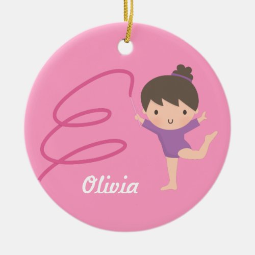 Little Gymnast Girl Gymnastics Personalized Ceramic Ornament
