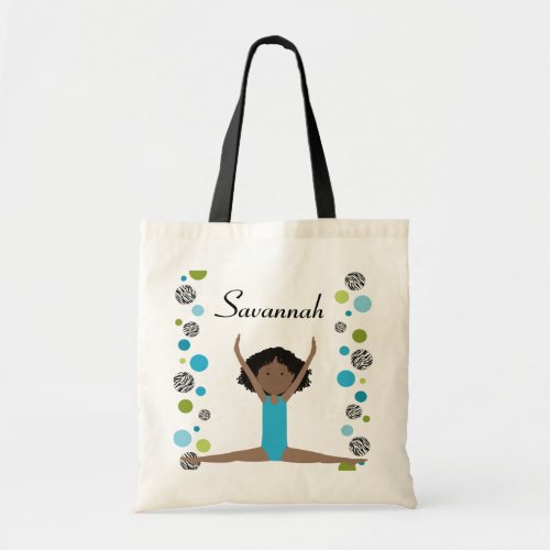 Little Gymnast in Aqua and Green Tote Bag