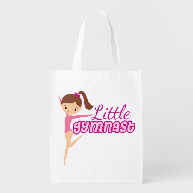 Little Gymnast (pink) Grocery Bag (Front)