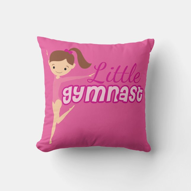 Little Gymnast (pink) Throw Pillow (Front)