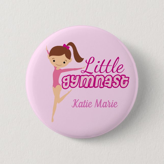 Little Gymnast Pretty Pink Custom Kids Gymnastics Button (Front)