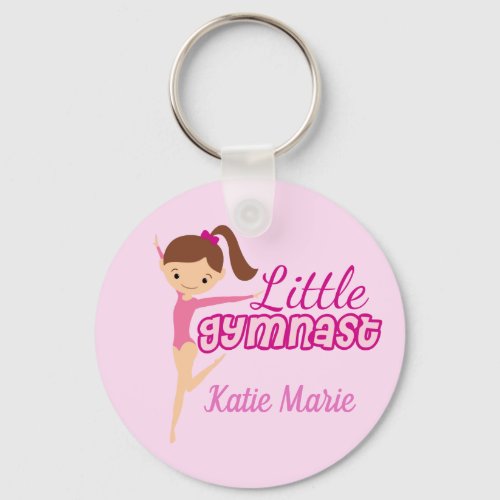 Little Gymnast Pretty Pink Custom Kids Gymnastics Keychain