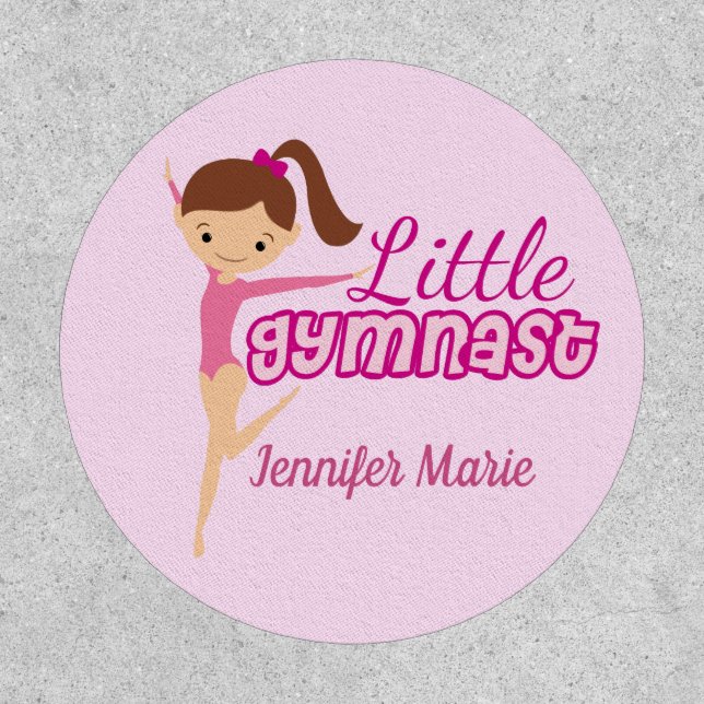Little Gymnast Pretty Pink Gymnastics Girl Custom Patch (Front)