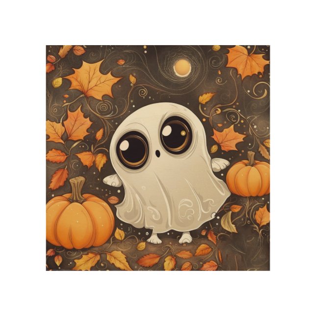 Little Halloween Ghost  Wood Wall Art (Front)