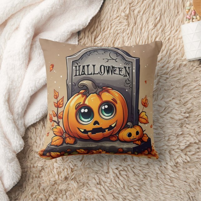 Little Halloween Gravestone Throw Pillow (Blanket)