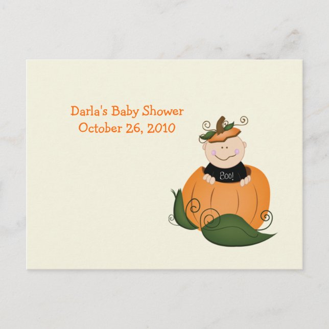 Little Halloween Pumpkin Baby Shower Advice Cards (Front)