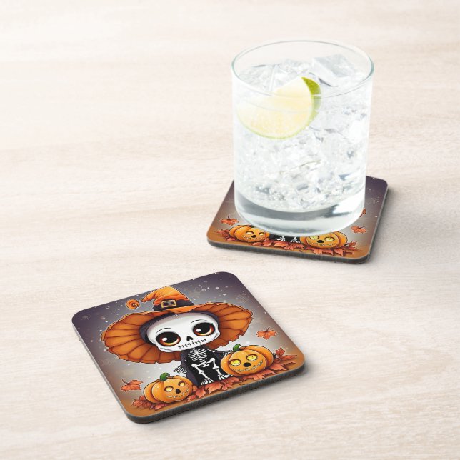 Little Halloween Skeleton  2 Beverage Coaster (Right Side)