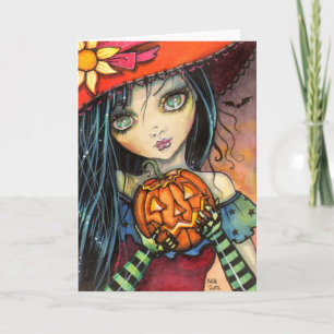 Little Halloween Witch Fantasy Art Card