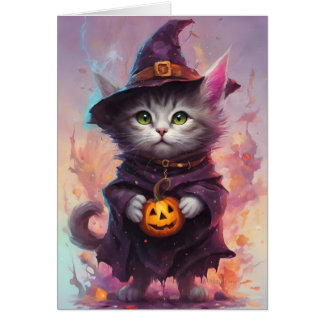 Little Halloween Witch Kitten Cat Cards