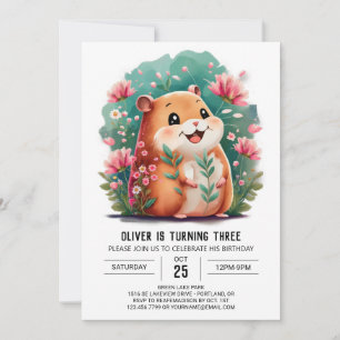 Little Hamster Printable Birthday Invitation