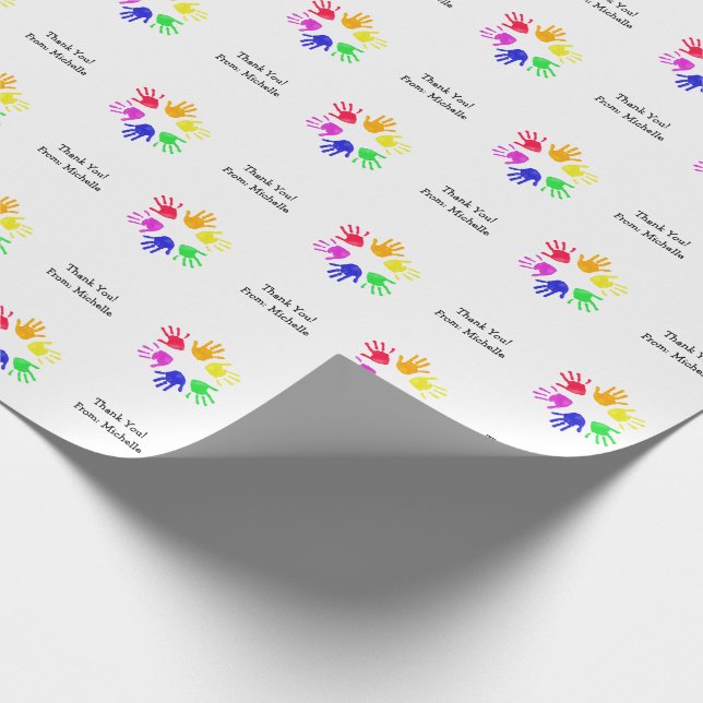 Little Hands Handprint Wrapping Paper Personalized (Corner)