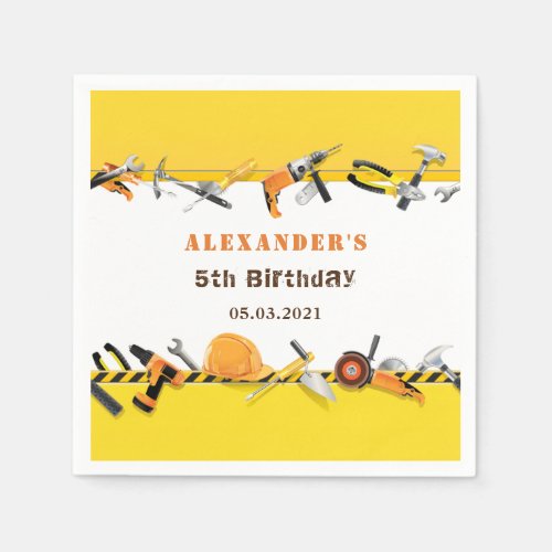 Little Handyman Boy Birthday Party Paper Napkin