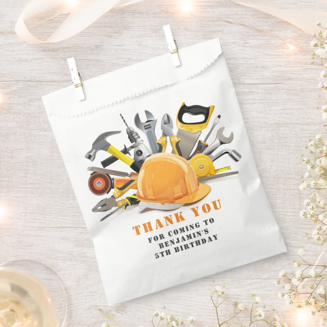 Little Handyman Tool Birthday Party Favor Bag (Clipped)
