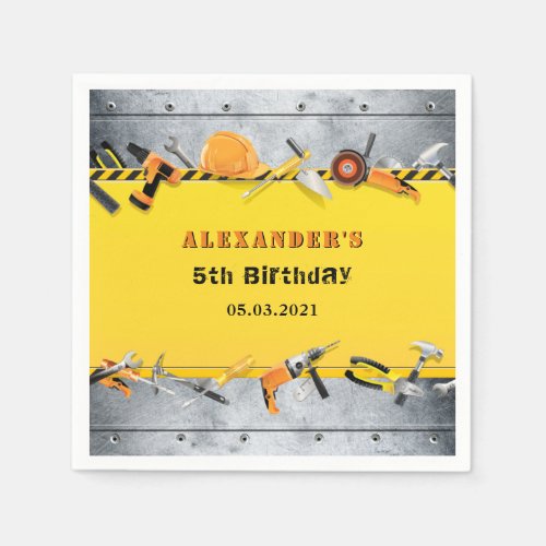 Little Handyman Under Construction Boy Birthday Napkins